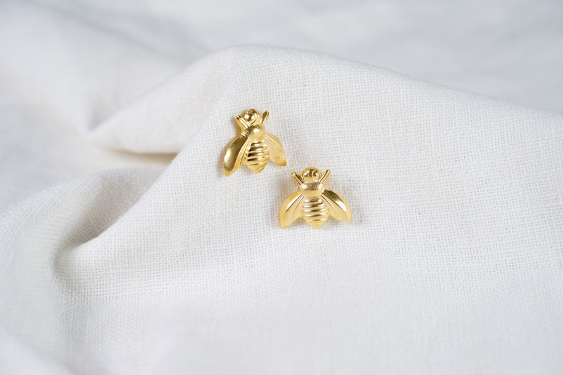 Melissae – Pendientes Dorados de Abeja Pequeños
